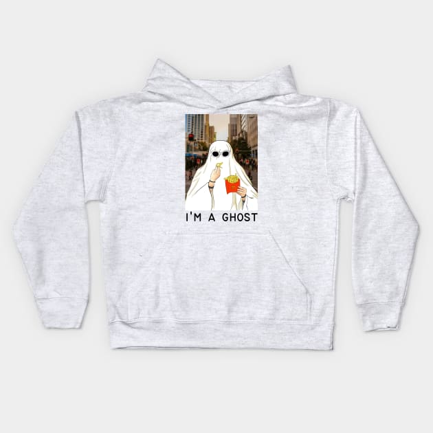 Ghost tiktok trend halloween Kids Hoodie by Elsieartwork